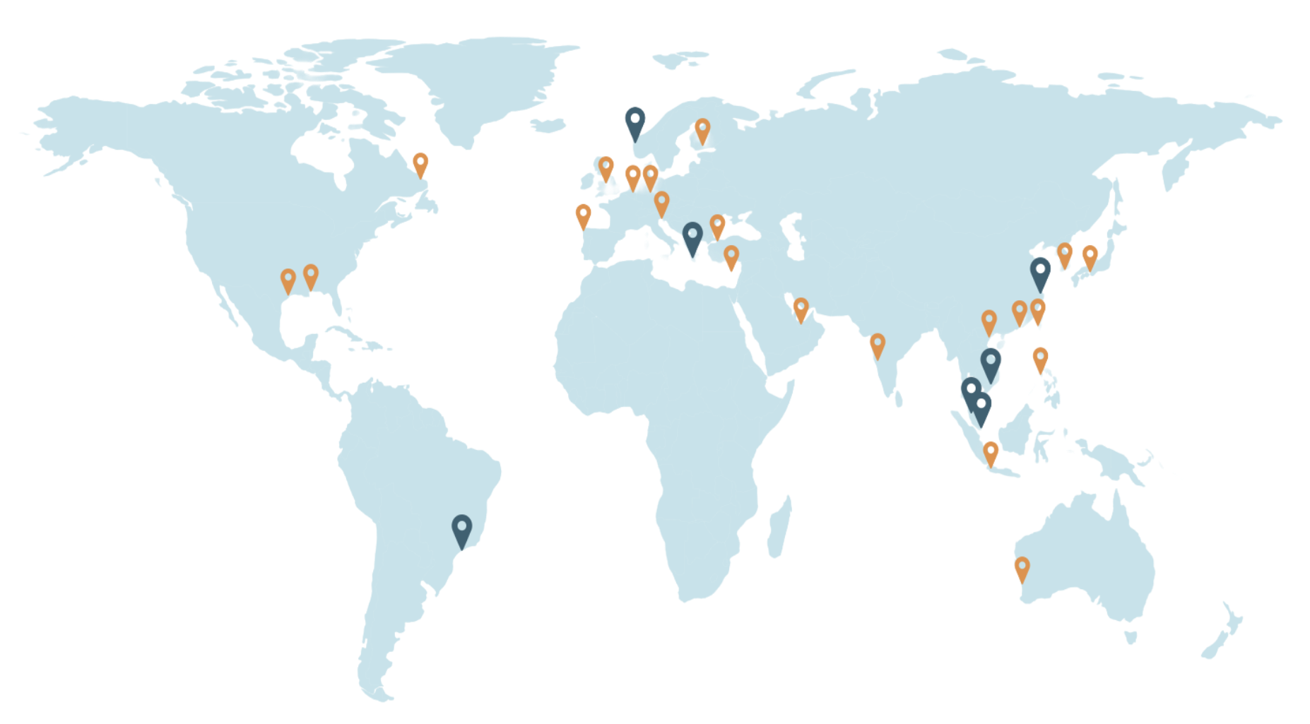 Map showing Metizoft offices and representatives across Europe, Asia, North America, South America and Australia. Map showing Metizoft offices and representatives across Europe, Asia, North America, South America and Australia.